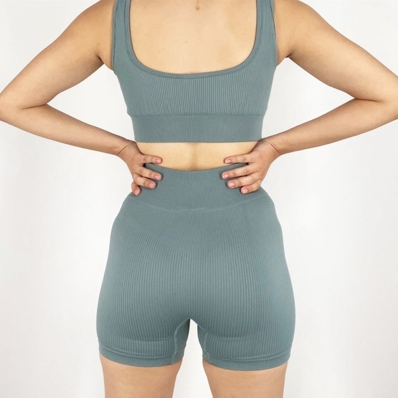 Sage ribbed two piece bike short set - Picture 4 of 4